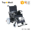 Hospital Equipment Transit Steel Electric Wheelchair with Flip-up Desk Armrest